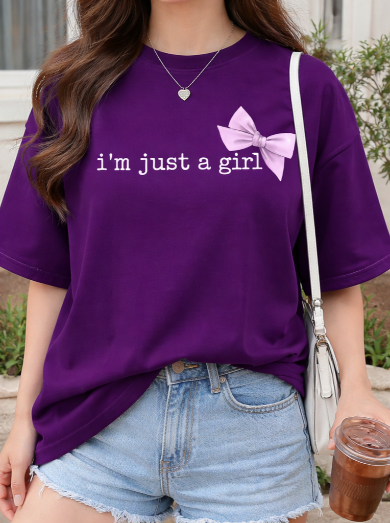 Im Just a Girl  Oversized T-Shirt (Purple)