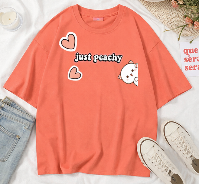 Just Peachy Oversized Tee  Cute Aesthetic Essential