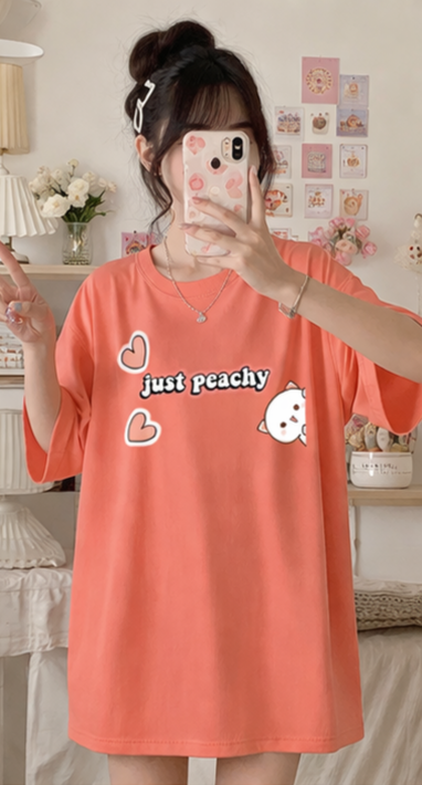 Just Peachy Oversized Tee  Cute Aesthetic Essential