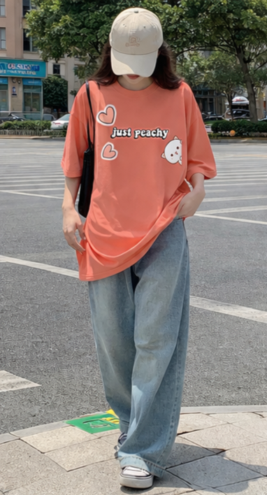 Just Peachy Oversized Tee  Cute Aesthetic Essential