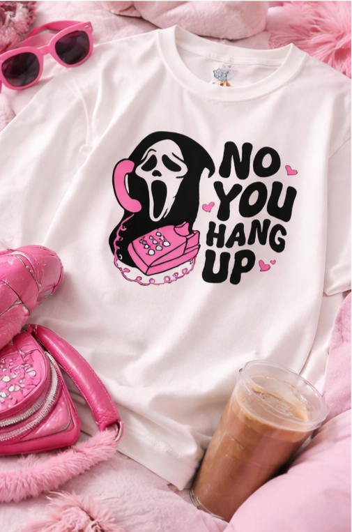 No You Hang Up Oversized T-Shirt | Cute Horror Aesthetic Tee