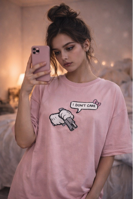 I DONT CARE Oversized Tee  Cute but Savage