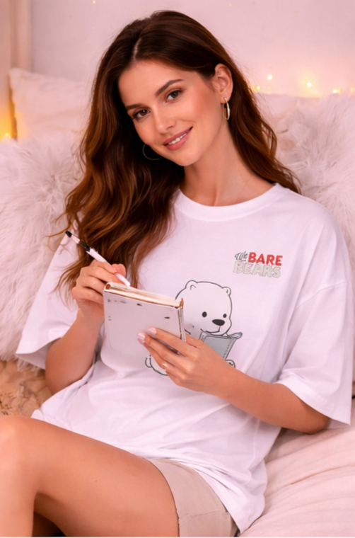 Ice Bear Doodle Oversized Tee  Create Your Own Calm