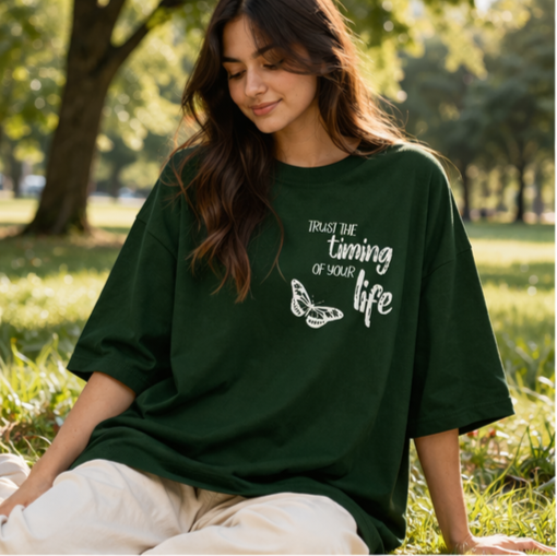 Trust The Timing Oversized T-Shirt | Minimal Aesthetic Tee