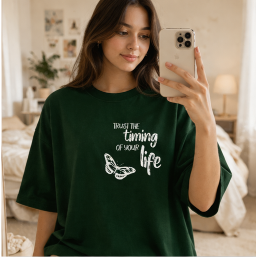 Trust The Timing Oversized T-Shirt | Minimal Aesthetic Tee